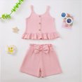 thumbnail image 2 of UAYOTSE Toddler Baby Girl T Shirt Shorts Set Bow Sleeveless Slip Ruffle Tops Matching Outfit Spring Summer Clothes,Sizes 18-24 Months, 2 of 5