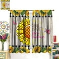 thumbnail image 3 of Sunflower Blackout Windows Curtains Rustic Farmhouse Wooden Panels Sunflower Plants Buffalo Black and White Plaid Applicable Bedroom Living Room Home Decoration Curtain，2 Panel Sets,42X63 Inch, 3 of 6