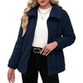 thumbnail image 3 of Women'S Long Sleeve Full Zip Soft Warm Fleece Jacket Dark Blue S, 3 of 9