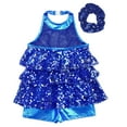 thumbnail image 4 of Hansber Kids Girls Sparkling Sequins Tassel Dancing Dress Latin Rumba Salsa Dress Ballroom Dancewear Royal Blue 10, 4 of 6