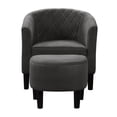 thumbnail image 4 of Convenience Concepts Take a Seat Roosevelt Accent Chair with Ottoman, Dark Gray Microfiber, 4 of 9