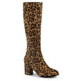 thumbnail image 1 of Unique Bargains Women's Round Toe Block Heel Knee High Boots, 1 of 7