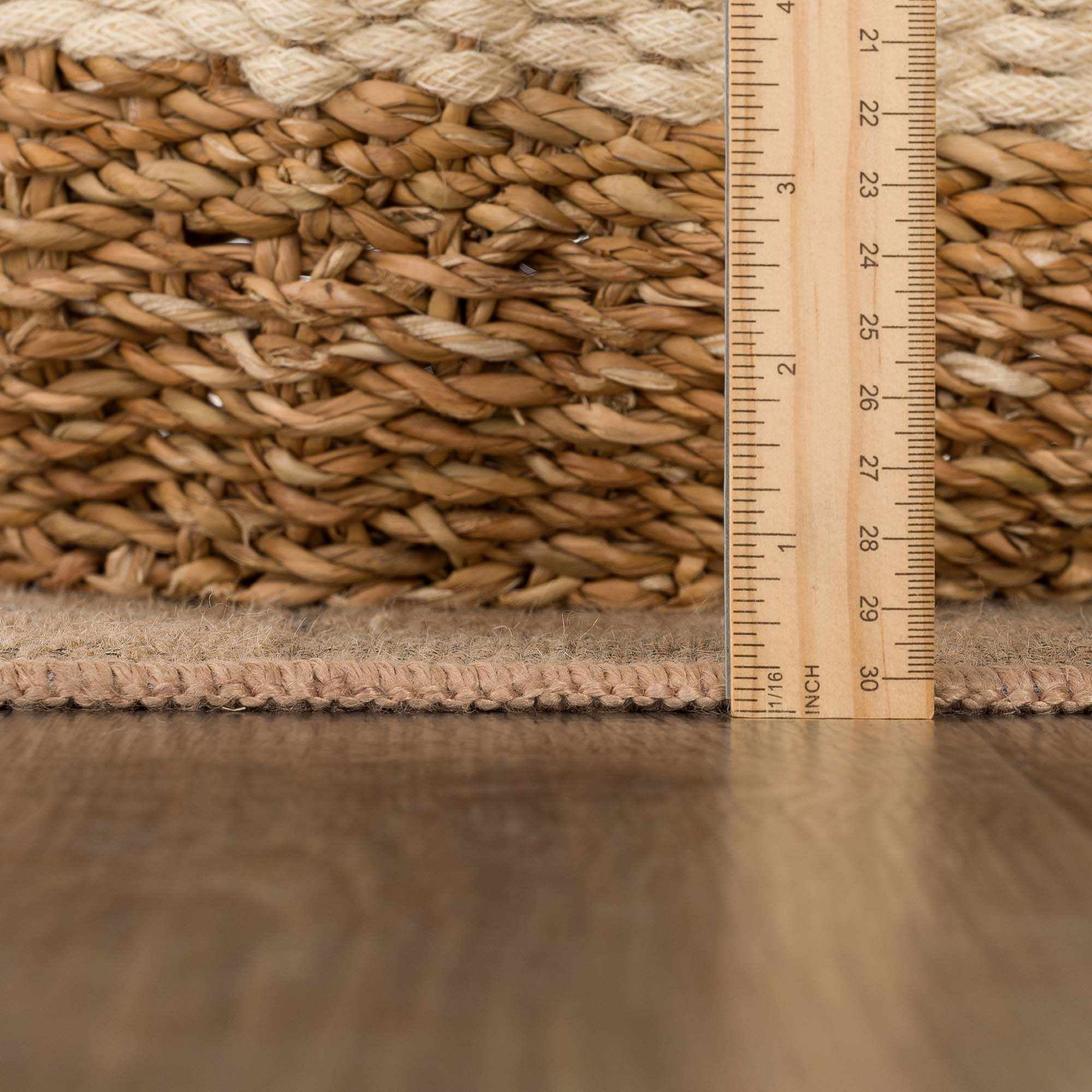 Hauteloom Nairi Jute Living Room, Bedroom Machine Washable Area Rug - Farmhouse - Beige - 5'2" x 7'