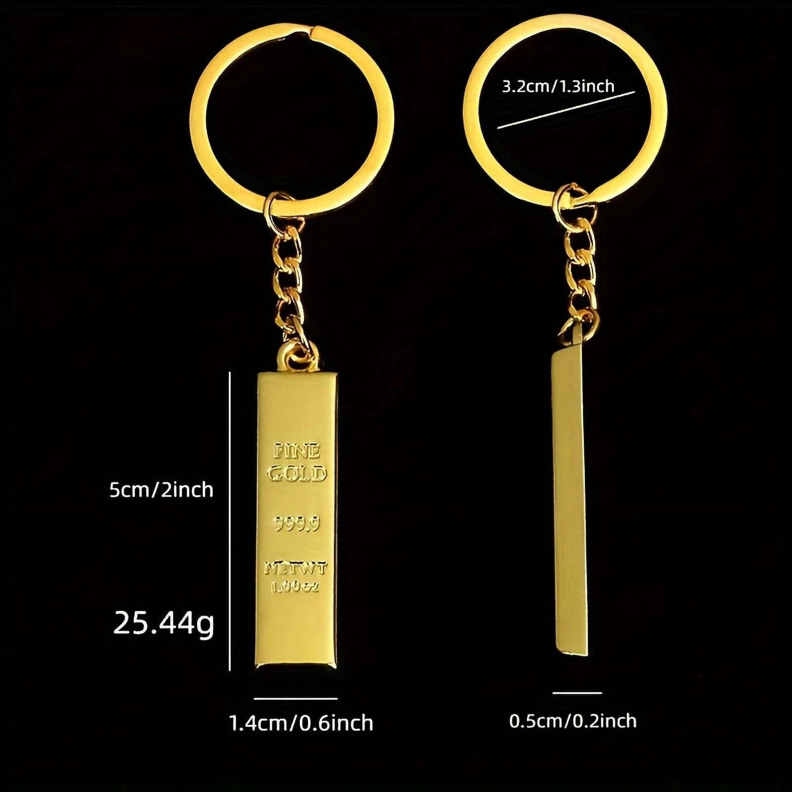 1 simulation gold bars key chain, zinc alloy gold key ring, unpreceded metal BRIDS pendant, fashion style, suitable for backpack accessories, suitable for Christmas, gift for boys, gifts for boys,1
