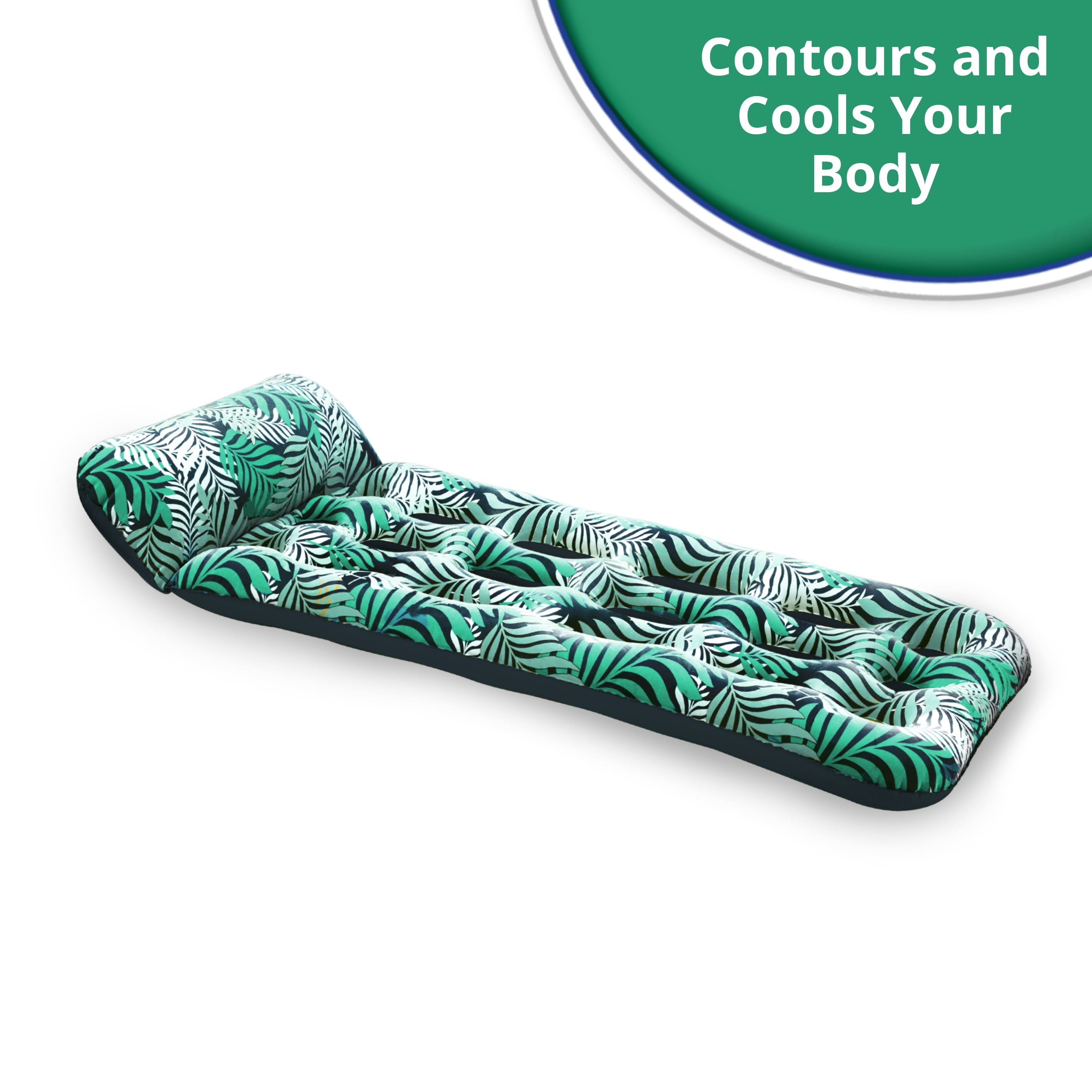Aqua Leisure Inflatable Pool Float Water Contour Cooling Lounge, Teal Ferns