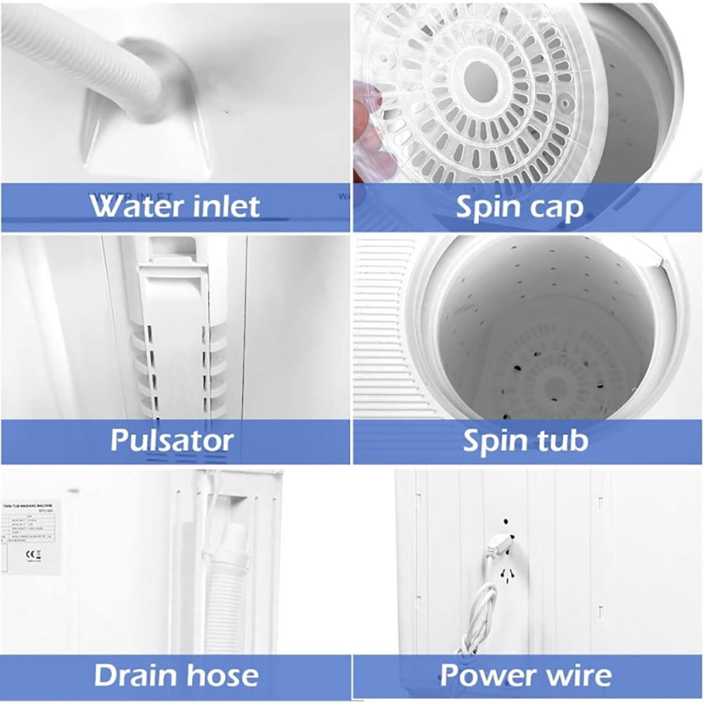 Spaco 20 lbs Compact Twin Tub Washing Machine for Home Use, Washer Spinner Portable Washing Machine