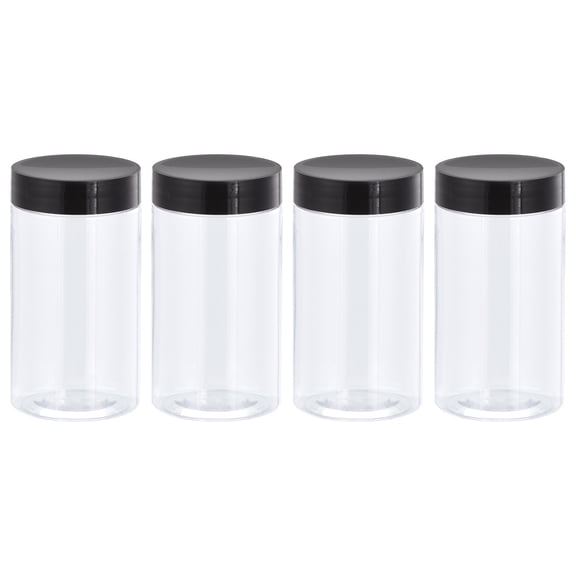 Unique Bargains Round Plastic Screw Top Lid Large-Mouth Empty Container 99mm x110mm 4Pcs