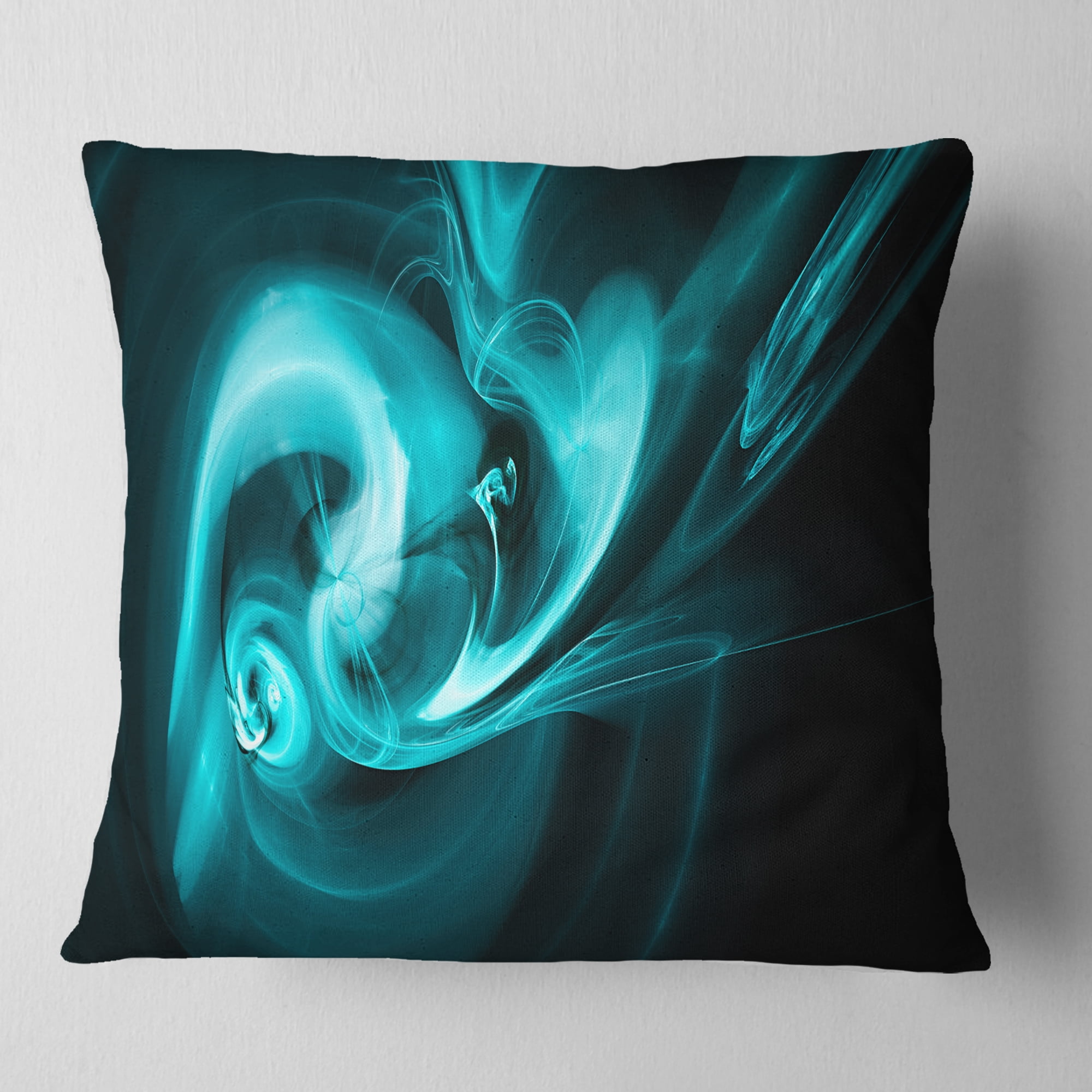 Designart Blue Colored Smoke Pattern - Abstract Throw Pillow - 18x18