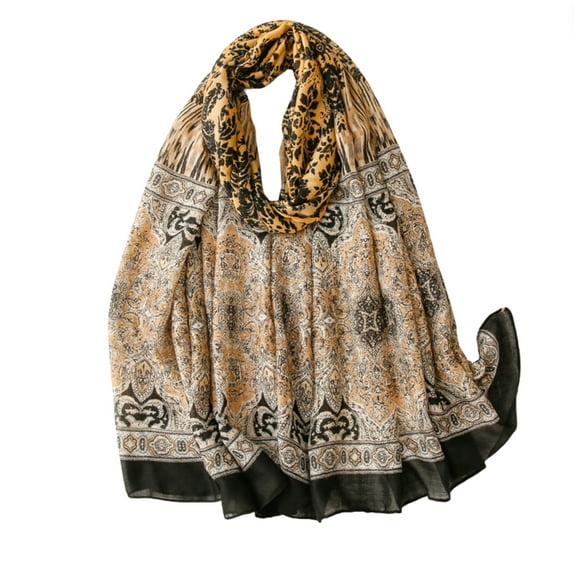 Brown And Black Damask Scarf