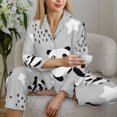thumbnail image 6 of Vsdgher Pandas Pajamas Set Long Sleeve Sleepwear Womens Button Down Nightwear Pj Sets-Small, 6 of 7