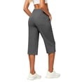 thumbnail image 4 of Babaley Womens Capri Pants High Waisted Stretch Side Slit Cropped Trousers Dressy Stylish Casual Office Business Work Pants, 4 of 6