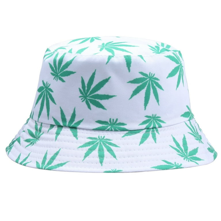 Maple Leaf Print Reversible Bucket Hat Men's Bob Fashion Cotton