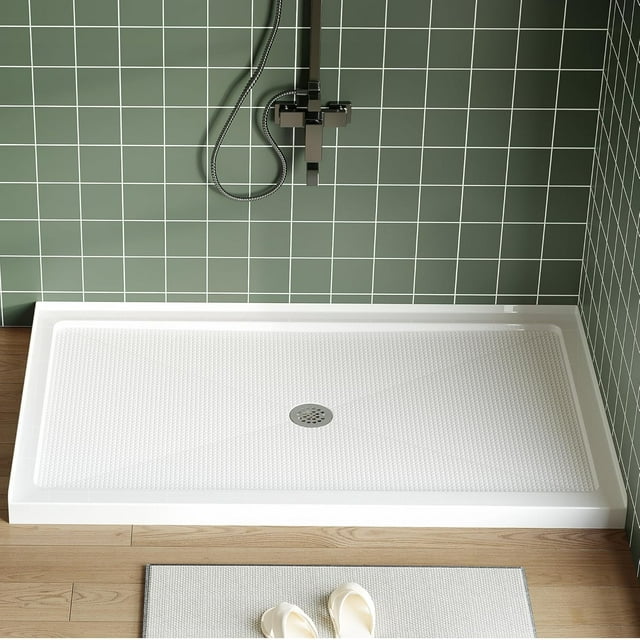 Shower Tray With Anti-Slip Particles, White, Three-Sided Waterproof + Abs American Standard Drain