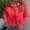 Red, variant on Women's Long Sleeve Button Down Lace Eyelet Denim Jacket Black L
