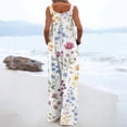 thumbnail image 4 of JULMCOMO Jumpsuits for Women Floral Print Wide Leg Casual Bib Overalls Square Neck Loose Fit Beach Summer Jumpsuits with Pockets Multicolor S, 4 of 4