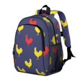 thumbnail image 2 of Rooster and Silhouette Blue Pattern Backpack for School, Cute School Bag with Adjustable Shoulder Straps and Padded Back, 15"x11.42"x5.5", 2 of 5