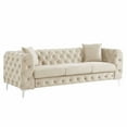 thumbnail image 4 of Morden Fort Modern Contemporary 2 Piece of Accent Chair and Sofas Set with Deep Button Tufting Dutch Velvet, Solid Wood Frame and Iron Legs-Beige, 4 of 7