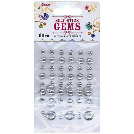 Self-Stick Clear Round Gems, 69pk