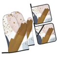 thumbnail image 2 of YFYANG Oven Mitts and Pot Holders Sets 4 Pieces, Non-Slip Heat Resistant Floral Geometric Art Kitchen Glove Pot Mat for Cooking and Baking, 2 of 8