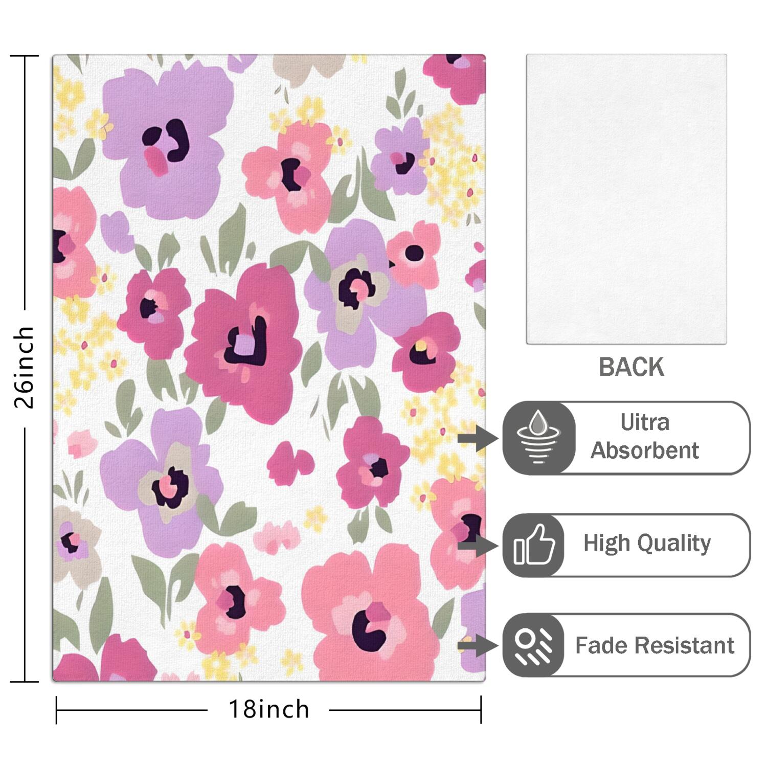 6 Pcs Funny Kitchen Towels,Pioneer Flower Floral Print Pattern Microfiber Dish Towels,Kitchen Tea Towels,Kitchen Towel Set (18" X 26")