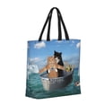 thumbnail image 2 of Naloa Two Brave Cats Are Floating On The Sea Iceberg Tote Bag for Women, Foldable Tote Bag With Zipper, Large Shoulder Bag, Top Handle Handbag for Travel, Work, Shopping, 2 of 9