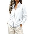 thumbnail image 5 of happyYEE Women's Zip up Sweatshirt Jackets Long Sleeve Fleece Loose Coat Fall Fashion Stand Neck Outerwear with Zip Pockets, 5 of 9
