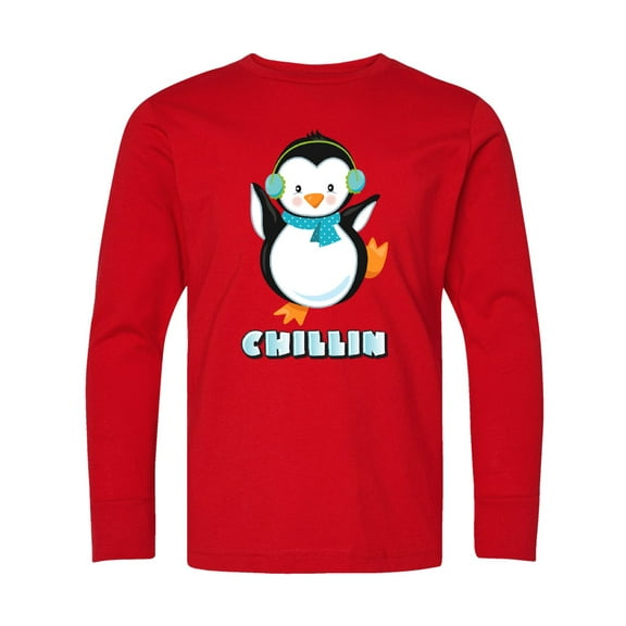Inktastic Chillin Penguin Long Sleeve Youth T-Shirt