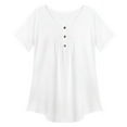 thumbnail image 2 of Zpanxa Short Sleeve Shirts for Women Summer Short Sleeve Blouse T Shirt Tops Fashion Casual Loose Tunic Tee Plus Size Womens T Shirts White S, 2 of 4