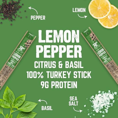 Righteous Felon Meat Sticks - Gluten Free & Keto Turkey Sticks, Protein Snack, Lemon Pepper, 24 pack