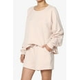thumbnail image 3 of TheMogan Women's PLUS Cotton Terry Long Sleeve Oversized Top & Drawstring Shorts SET, 3 of 7