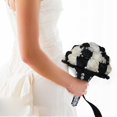 thumbnail image 5 of Royal Bridal Bouquet Handmade with Satin Roses & Pearls - Wedding Bouquet Holder for Bride and Bridesmaids, Rhinestone Wedding Flower Arrangements in Ivory White, 5 of 6
