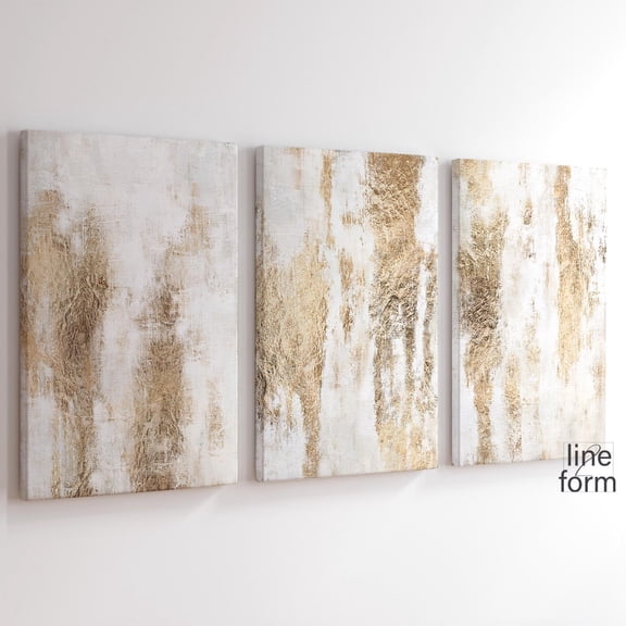 Gold Foil Abstract Art Prints Modern Home Decor Office Wall Art Set 3