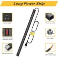 thumbnail image 4 of 24 Outlet Long Power Strip, Heavy Duty Metal Power Strip with 10 ft Long Extension Power Cord for Cabinet, Industrial, Commercial Home Wall Mount Power Strip, ETL listed (Black), 4 of 7