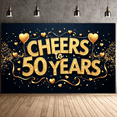 thumbnail image 6 of LUUFILx Gold Cheers to 50 Years Banner, Festive Decoration for Milestone Events and Celebrations, Backdrop for Anniversary Parties, Birthday Decors, Event Props, 6 of 9