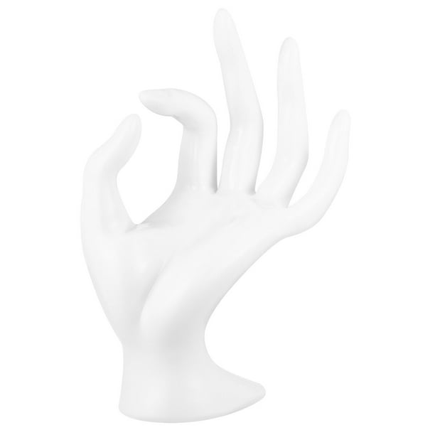 EeaseMX Exhibidor de anillos con forma de mano, soporte de maniquí para exhibición de joyas (blanco puro)