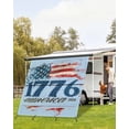 thumbnail image 4 of 4th of July RV Awning Sun Shade Screen 9'X7' America1776-2026 Mesh Sunscreen Blue Vintage USA Flag Awning Shade Screen with Zipper UV Blocker Completed Kits Outdoor Canopy for RV Motorhome Camper, 4 of 7