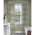 thumbnail image 4 of Sage Green Boho Sheer Curtains 63 Inch Length 2 Panels Set for Living Room/Bedroom, Vintage Ethnic Tribe Abstract Art Geometric Kitchen Curtains Grommet Curtains Window Treatments 42"x63"x2, 4 of 7