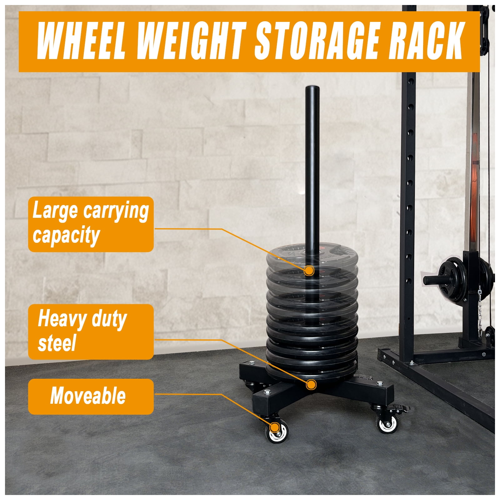 KORIKAHM Upgraded Movable Weight Plate Rack with Wheel, Portable Bumper Plate Holder Stand for Weight Storage, Strength Training Vertical Weight Tree for Home Gym Workout
