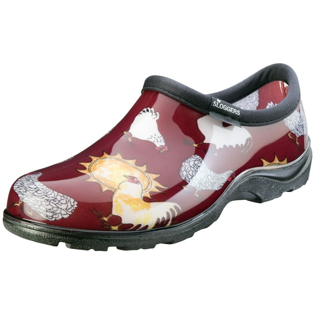 Sloggers Zuecos de Jardín Impermeables para Mujer, para Exteriores, sin Cordones, para Lluvia y Jardín, con Plantilla de Soporte de Comodidad Premium (Rojo Pollo Original), (Talla 9)