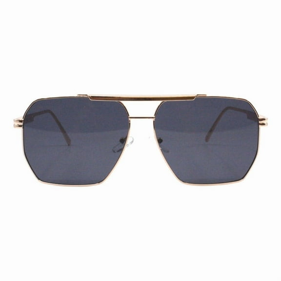 Men's Square Navigator Sunglasses Metal Frame UV400 Lens Unisex Retro Gold, Black