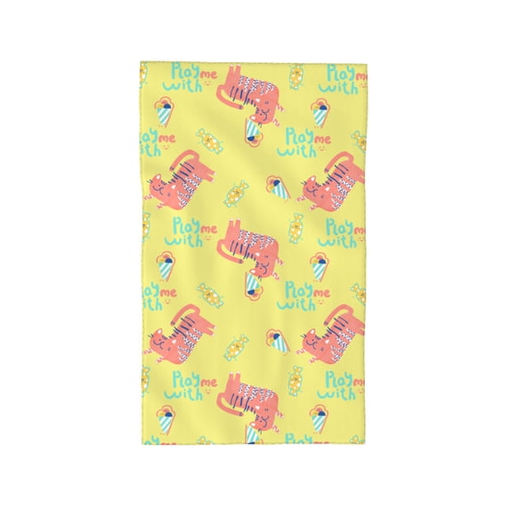 YFYANG Absorbent Towel, Soft Skin-Friendly Yellow Cartoon Cat Graffiti Washcloth Bath Towel, Suitable for All Skin, 27.5 x 16-inch