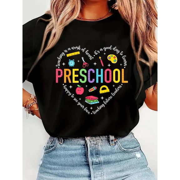 Preschool Teacher Pre-K Heart First Day of Preschool T-shirt
