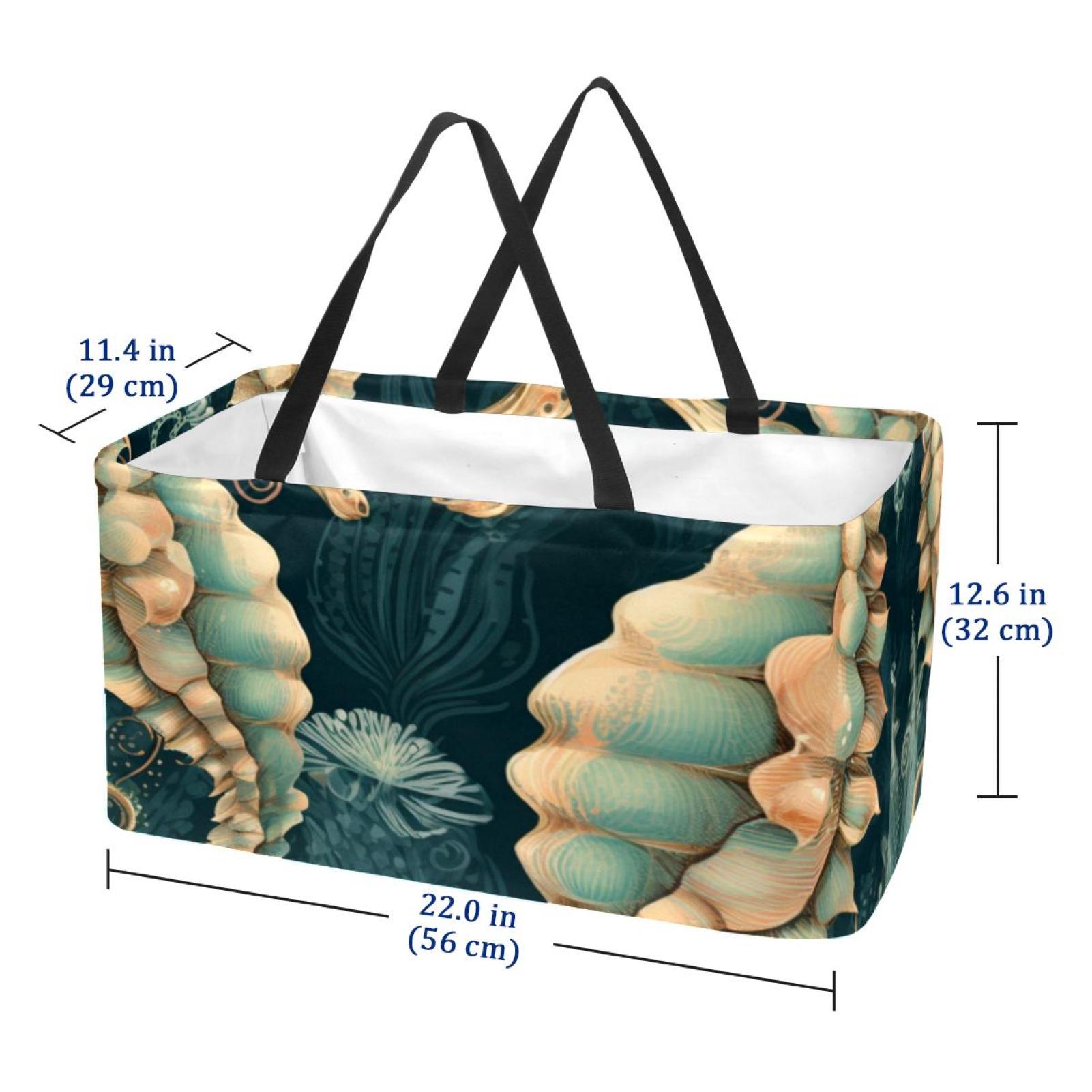 Reusable Grocery Bags Boxes Storage Basket, Seahorse Color Pattern ...