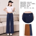 thumbnail image 2 of Pantalones de Pierna Ancha de Nuevo Estilo de Verano para Mujer, Pantalones de Pierna Recta con Cintura Elástica, Pantalones Largos Casuales a la Moda, Pantalones Color Caramelo, 2 of 4