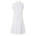 thumbnail image 3 of Aunavey Women Summer Casual Babydoll Ruffle Sleeve Crew Neck Sleeveless Flowy Mini Short Tunic Dress, 3 of 4