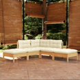 thumbnail image 1 of vidaXL 5 Piece Garden Lounge Set with Cream Cushions Pinewood, 1 of 5