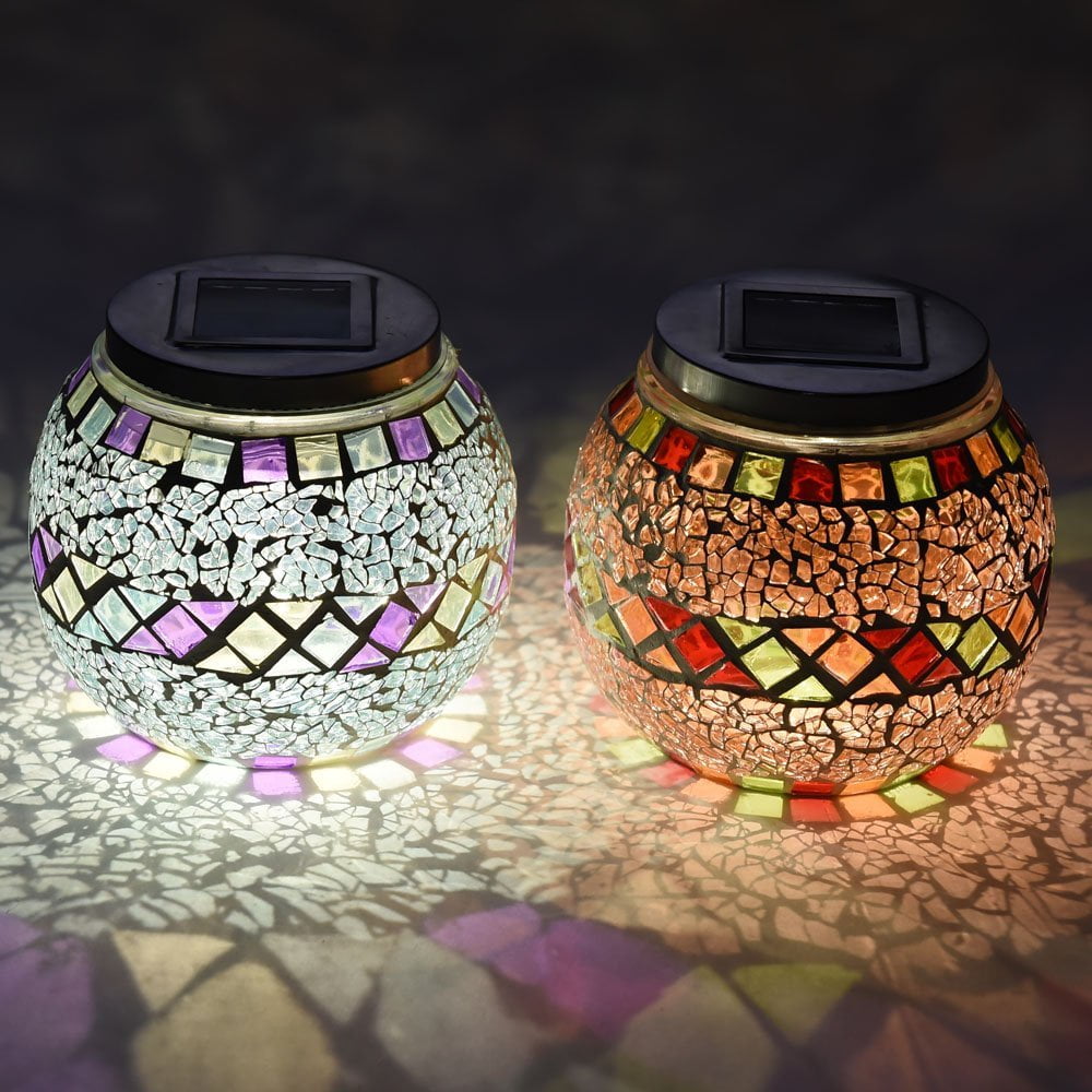 Lightshare Mosaic Glass Solar Light,2 color combination, warm white and