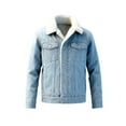 thumbnail image 7 of Miluxas Women Oversized Denim Coat Winter Thick Warm Fleece Lined Lapel Long Sleeve Denim Jacket with Pockets Light Blue XS, 7 of 7