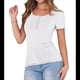 thumbnail image 3 of Blusa Informal Básica de Corta con Cuello Henley Acanalado y Botones para Mujer, y Verano M, 3 of 10