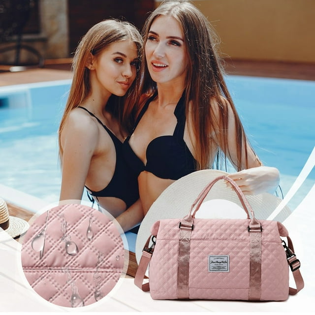 Bolsa de lona grande para mujer | Bolsa impermeable de 24,5 L para gimnasio y viajes con bolsillo impermeable y neceser | Equipaje de mano para deportes, yoga y escapadas de fin de semana